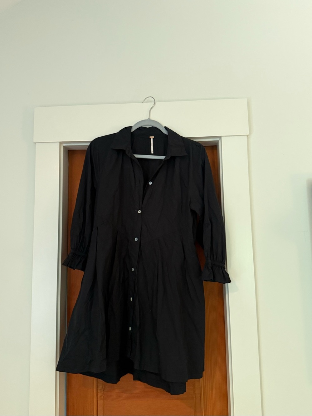 Free People Black Button-Front Shirt Dress